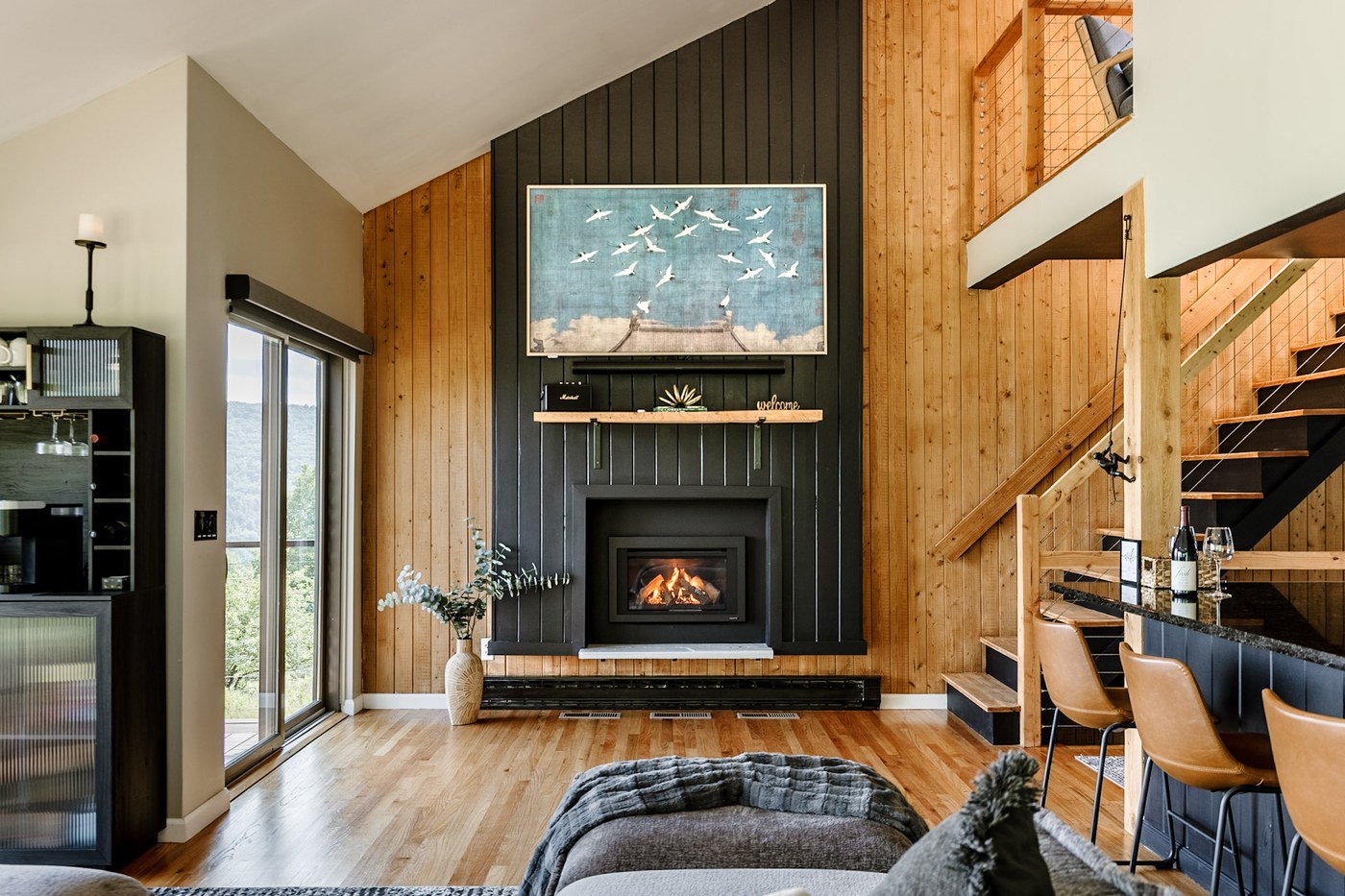 Hollow Sky interior — open living area with mountain views